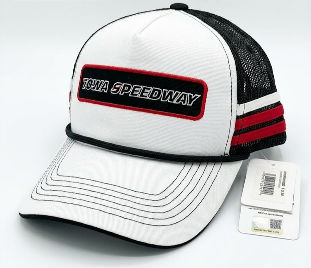 NASCAR Iowa Speedway Mesh Trucker Hat White Black Red Rope Snapback Cap NWT